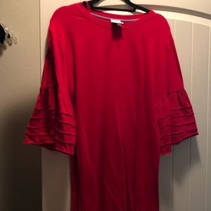 Red Bell-Sleeve dress. NWOT